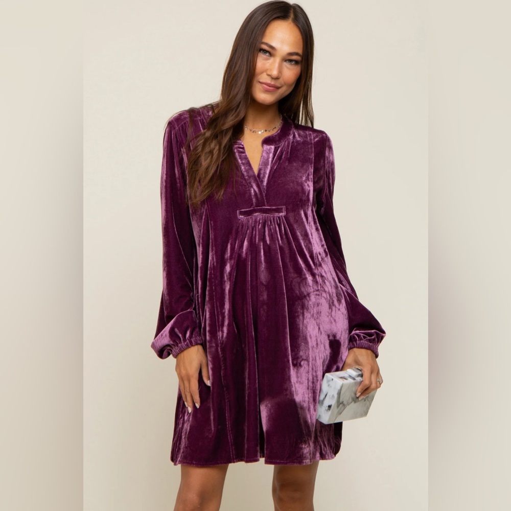 Velvet Purple Long Sleeve Dress